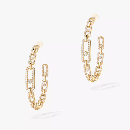 [Riva Jewelry]MOVE LINK KINETIC DIAMOND HOOP EARRINGS