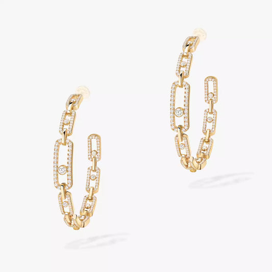 [Riva Jewelry]MOVE LINK KINETIC DIAMOND HOOP EARRINGS