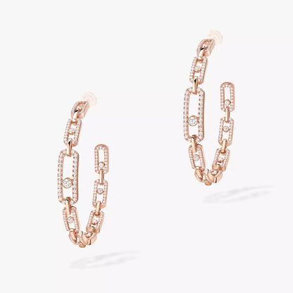 [Riva Jewelry]MOVE LINK KINETIC DIAMOND HOOP EARRINGS