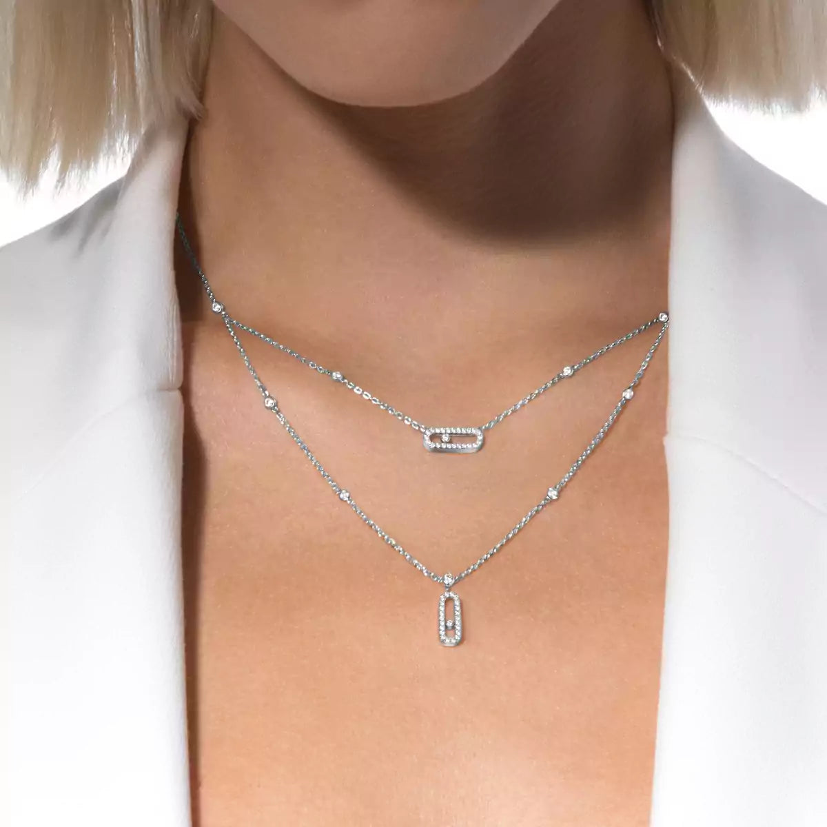 [Riva Jewelry]MOVE UNO 2-ROW PAVÉ NECKLACE