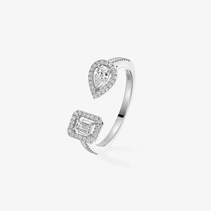 [Riva Jewelry]OPEN SUGAR CUBE & TEARDROP PAVÉ DIAMOND RING