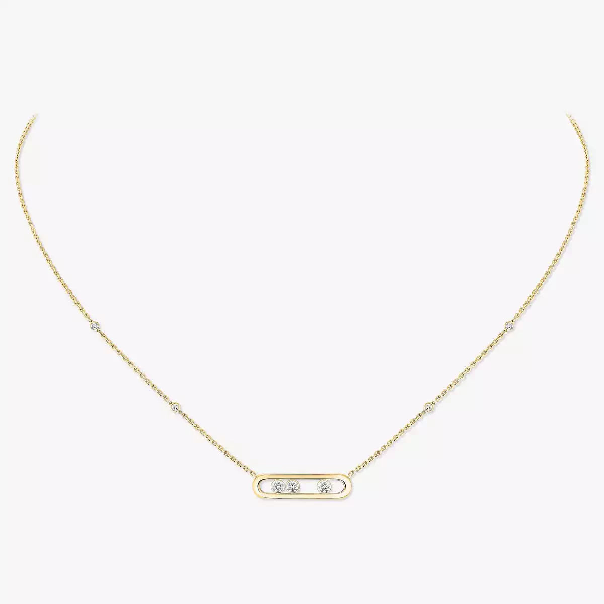 [Riva Jewelry]MOVE PAVÉ PENDANT 4 MOVING DIAMONDS NECKLACE