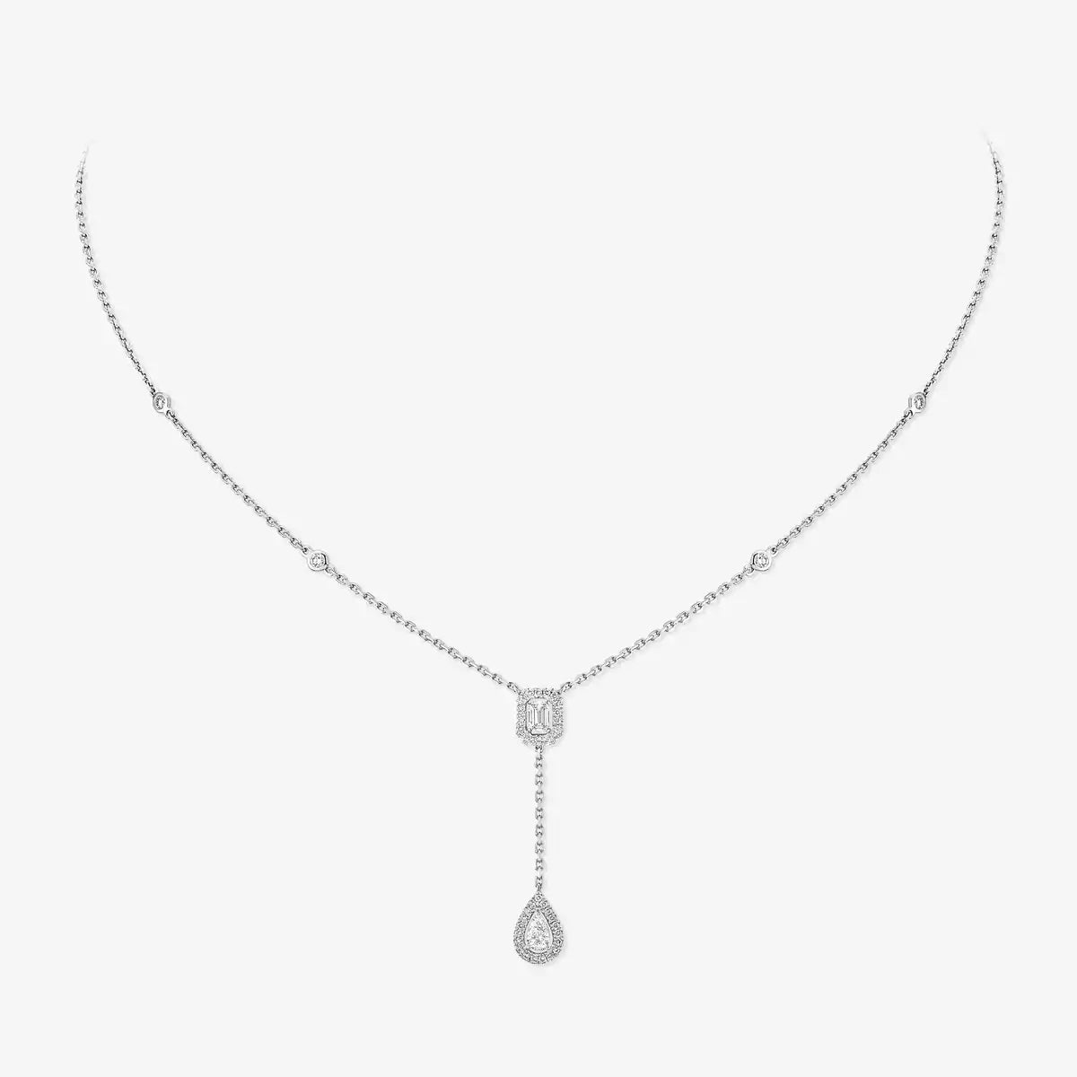 [Riva Jewelry]SUGAR CUBE & TEARDROP FULL PAVÉ NECKLACE