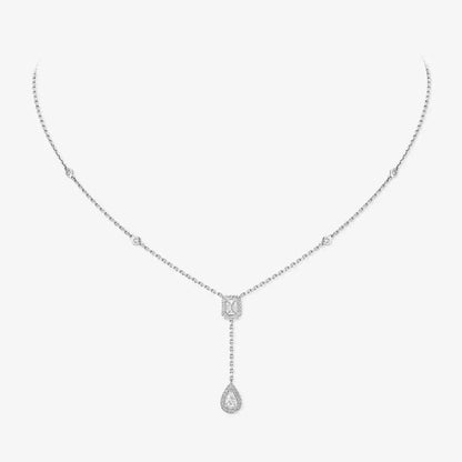 [Riva Jewelry]SUGAR CUBE & TEARDROP FULL PAVÉ NECKLACE