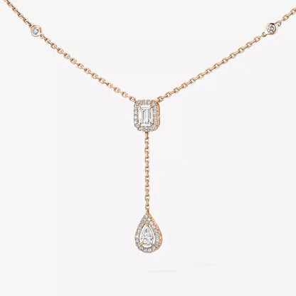 [Riva Jewelry]SUGAR CUBE & TEARDROP FULL PAVÉ NECKLACE
