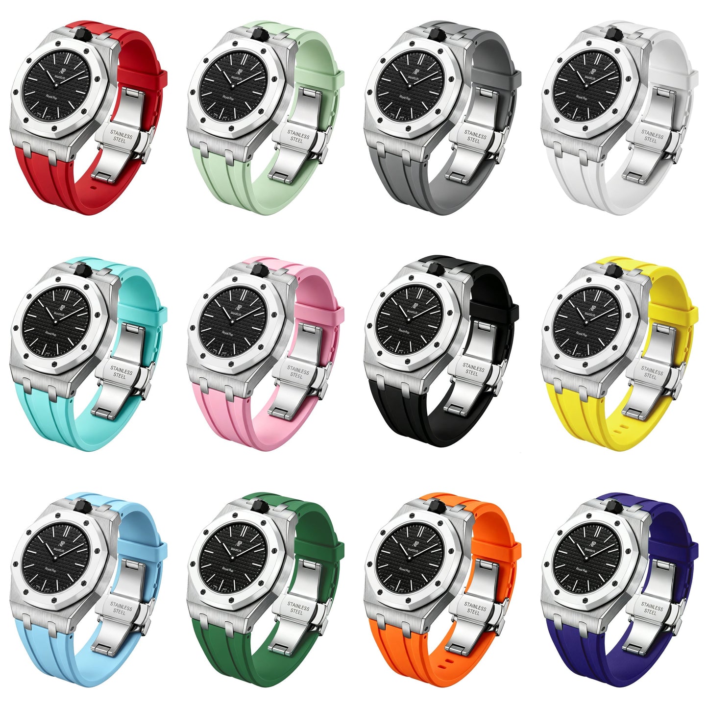 [Riva Jewelry]Royal Oak Pop Exclusive Steel Case & Silicone Strap With Cradle