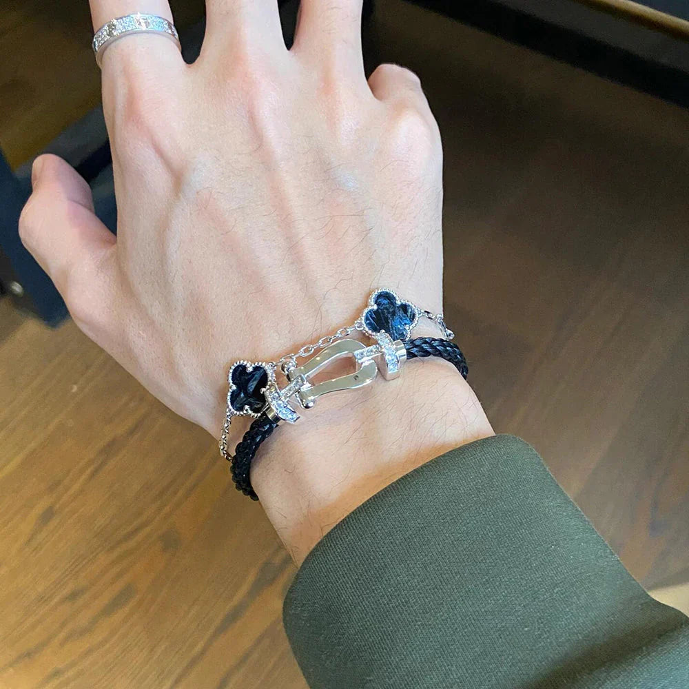 [Riva Jewelry]LUCKY CLOVER 5-MOTIF BRACELET - PIETERSITE COLLECTION
