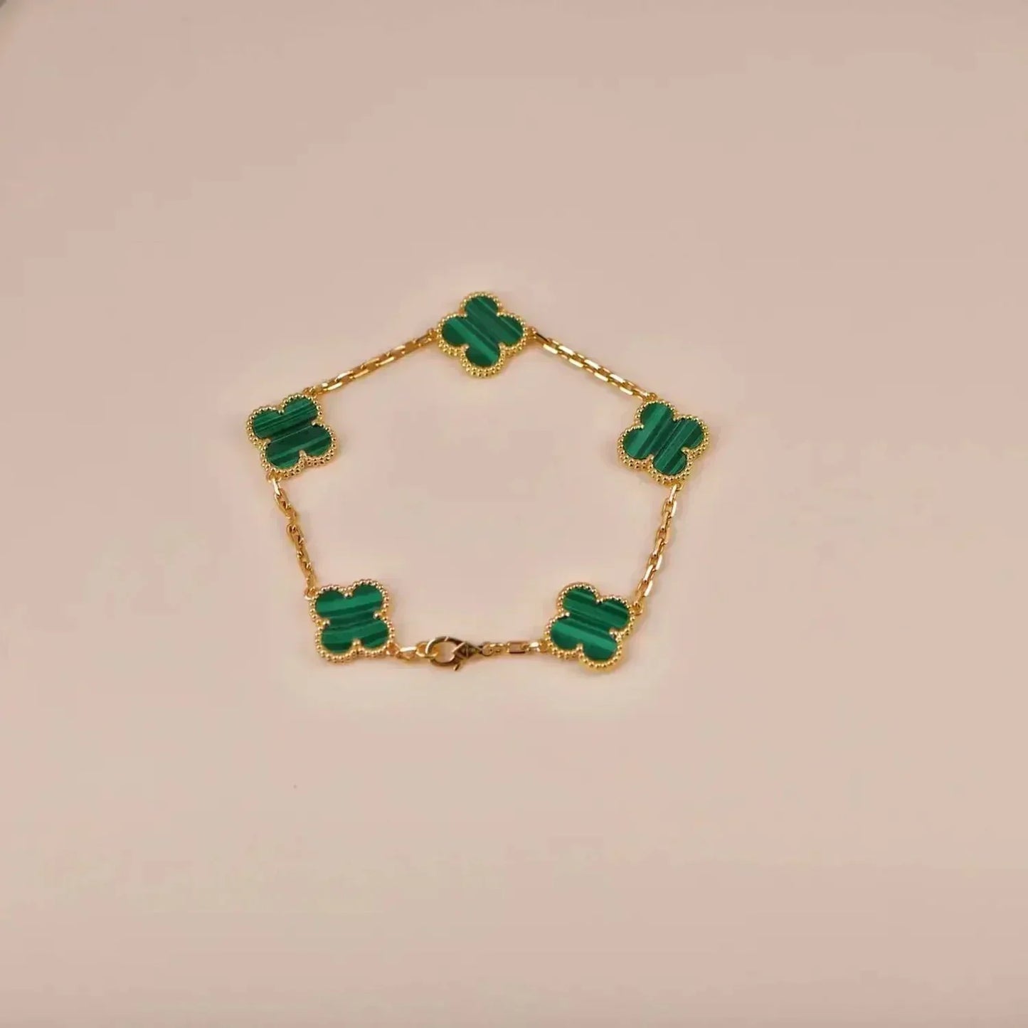 [Riva Jewelry]LUCKY CLOVER 5-MOTIF BRACELET - MALACHITE COLLECTION
