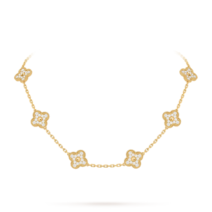 [Riva Jewelry]CLASSIC LUCKY 10-MOTIF CLOVER NECKLACE GOLD COLLECTION