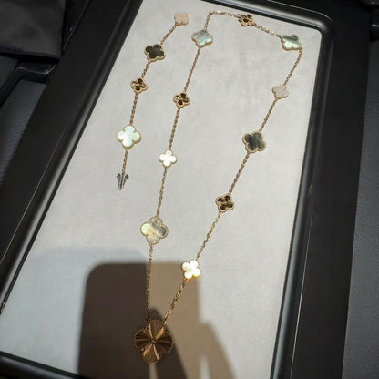 [Riva Jewelry]DETACHABLE 15-MOTIF CLOVER STATEMENT SET - GREY MOTHER-OF-PEARL & LASER