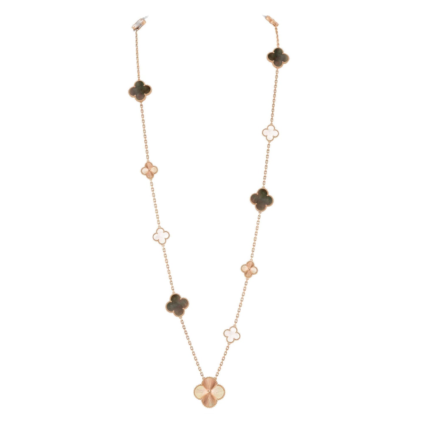 [Riva Jewelry]DETACHABLE 15-MOTIF CLOVER STATEMENT SET - GREY MOTHER-OF-PEARL & LASER