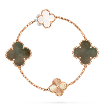 [Riva Jewelry]DETACHABLE 15-MOTIF CLOVER STATEMENT SET - GREY MOTHER-OF-PEARL & LASER