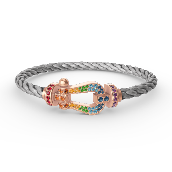[Riva Jewelry]FORCE LARGE HORSESHOE COLORED DIAMOND BRACELET - ROSE GOLD