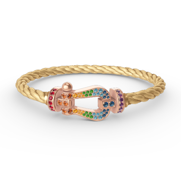 [Riva Jewelry]FORCE LARGE HORSESHOE COLORED DIAMOND BRACELET - ROSE GOLD