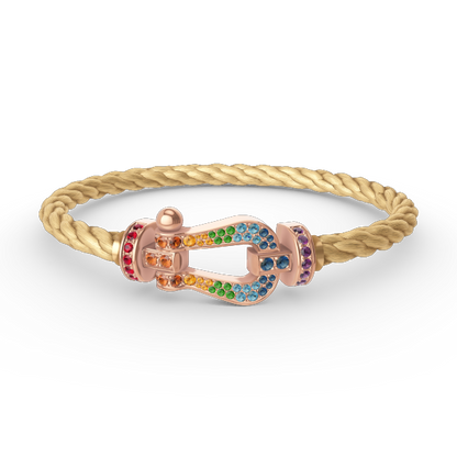 [Riva Jewelry]FORCE LARGE HORSESHOE COLORED DIAMOND BRACELET - ROSE GOLD