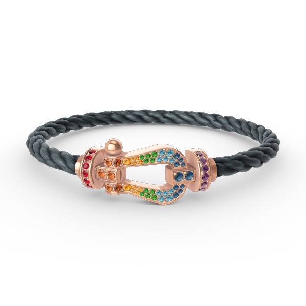 [Riva Jewelry]FORCE LARGE HORSESHOE COLORED DIAMOND BRACELET - ROSE GOLD