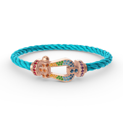 [Riva Jewelry]FORCE LARGE HORSESHOE COLORED DIAMOND BRACELET - ROSE GOLD