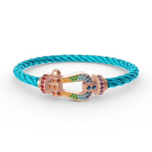 [Riva Jewelry]FORCE LARGE HORSESHOE COLORED DIAMOND BRACELET - ROSE GOLD