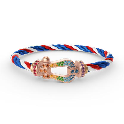 [Riva Jewelry]FORCE LARGE HORSESHOE COLORED DIAMOND BRACELET - ROSE GOLD