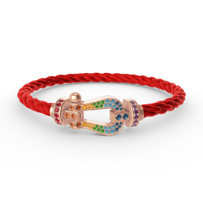 [Riva Jewelry]FORCE LARGE HORSESHOE COLORED DIAMOND BRACELET - ROSE GOLD