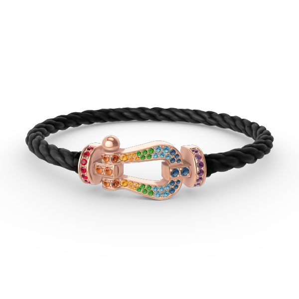 [Riva Jewelry]FORCE LARGE HORSESHOE COLORED DIAMOND BRACELET - ROSE GOLD
