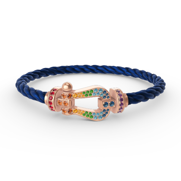 [Riva Jewelry]FORCE LARGE HORSESHOE COLORED DIAMOND BRACELET - ROSE GOLD