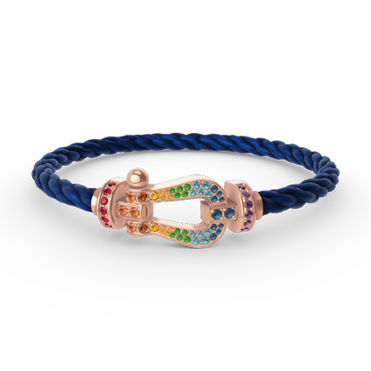 [Riva Jewelry]FORCE LARGE HORSESHOE COLORED DIAMOND BRACELET - ROSE GOLD
