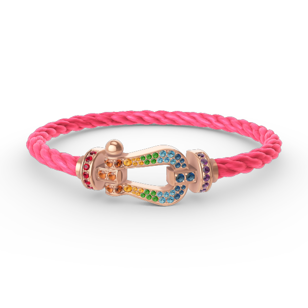 [Riva Jewelry]FORCE LARGE HORSESHOE COLORED DIAMOND BRACELET - ROSE GOLD