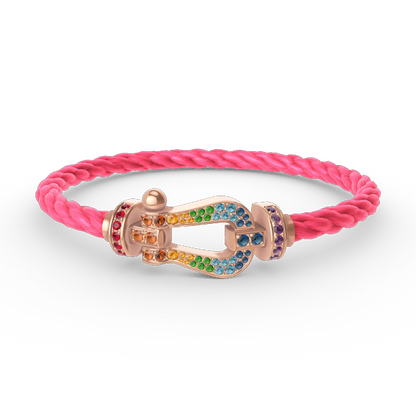 [Riva Jewelry]FORCE LARGE HORSESHOE COLORED DIAMOND BRACELET - ROSE GOLD