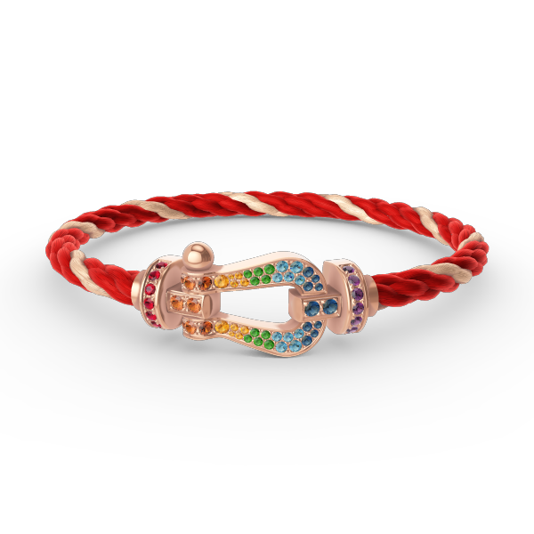 [Riva Jewelry]FORCE LARGE HORSESHOE COLORED DIAMOND BRACELET - ROSE GOLD