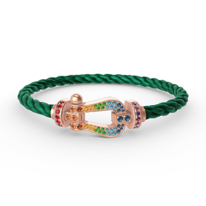 [Riva Jewelry]FORCE LARGE HORSESHOE COLORED DIAMOND BRACELET - ROSE GOLD