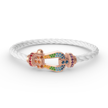 [Riva Jewelry]FORCE LARGE HORSESHOE COLORED DIAMOND BRACELET - ROSE GOLD