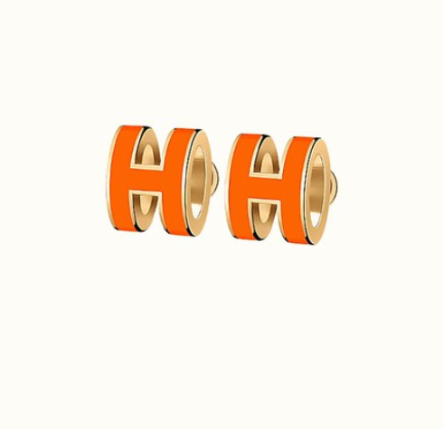 [Riva Jewelry]MINI POP H EARRINGS ORANGE