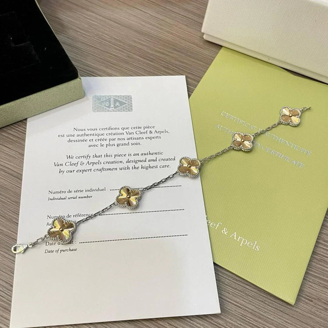 [Riva Jewelry]LUCKY CLOVER 5-MOTIF BRACELET - LASER COLLECTION