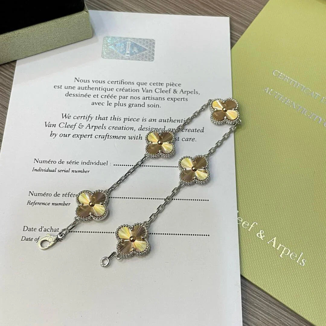 [Riva Jewelry]LUCKY CLOVER 5-MOTIF BRACELET - LASER COLLECTION