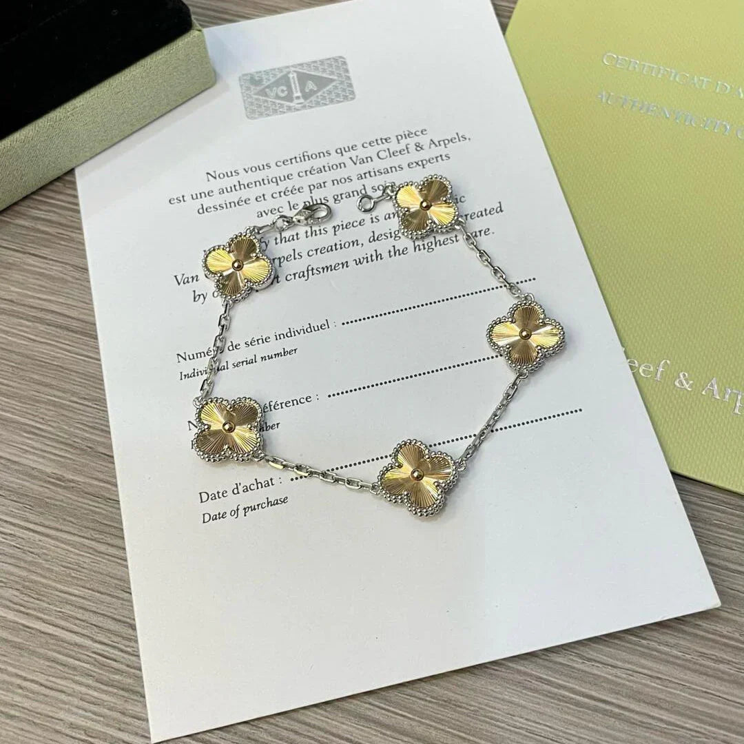 [Riva Jewelry]LUCKY CLOVER 5-MOTIF BRACELET - LASER COLLECTION
