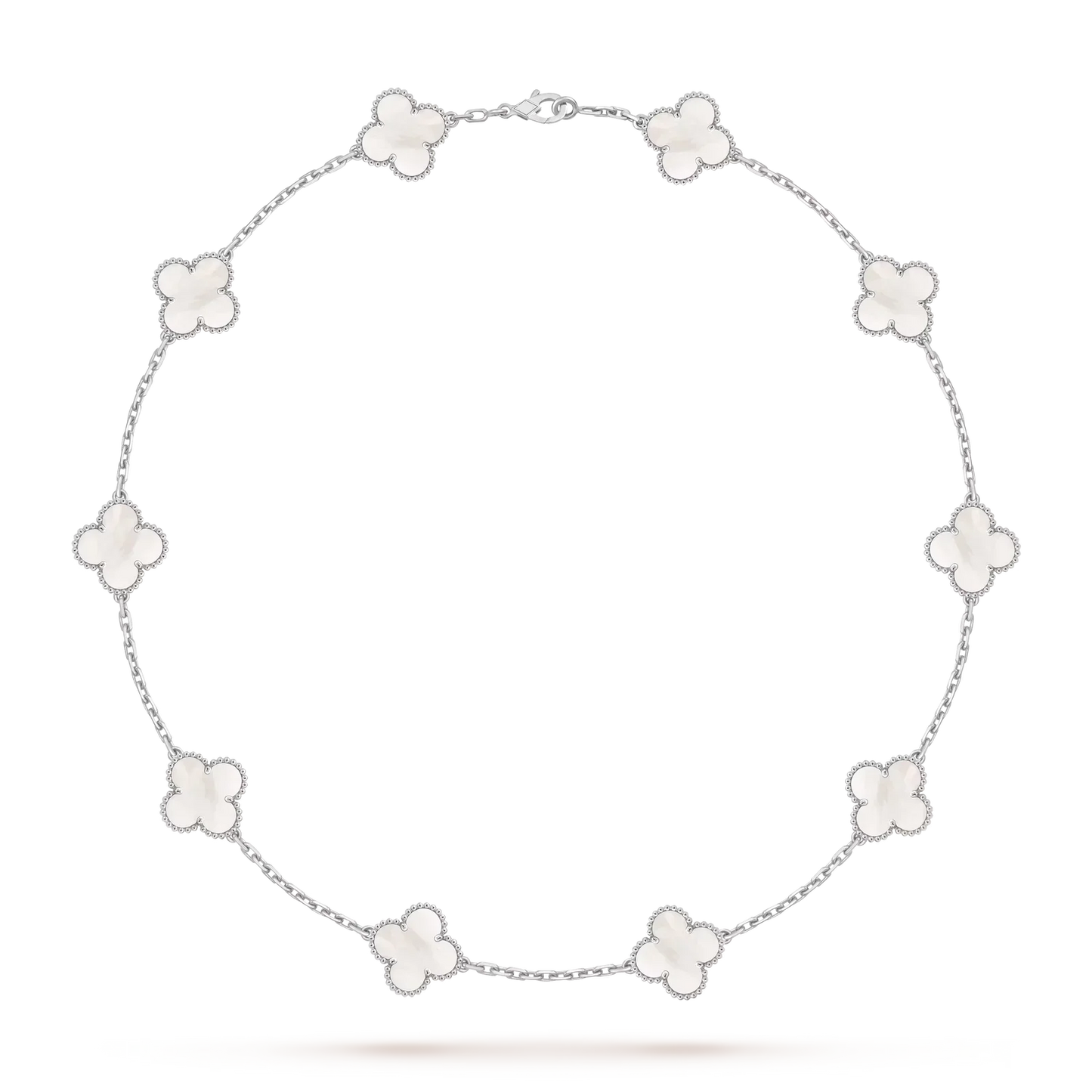 [Riva Jewelry]CLASSIC LUCKY 10-MOTIF CLOVER NECKLACE WHITE GOLD COLLECTION