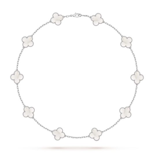[Riva Jewelry]CLASSIC LUCKY 10-MOTIF CLOVER NECKLACE WHITE GOLD COLLECTION