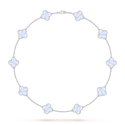 [Riva Jewelry]CLASSIC LUCKY 10-MOTIF CLOVER NECKLACE WHITE GOLD COLLECTION