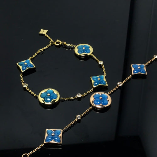 [Riva Jewelry]STAR AND SUN 4 MOTIF BLUE BRACELET