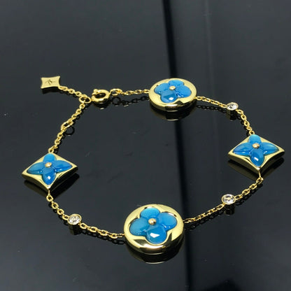 [Riva Jewelry]STAR AND SUN 4 MOTIF BLUE BRACELET