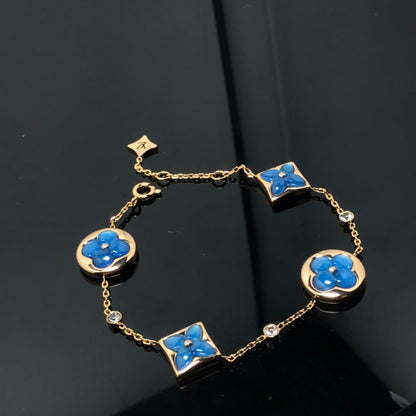 [Riva Jewelry]STAR AND SUN 4 MOTIF BLUE BRACELET