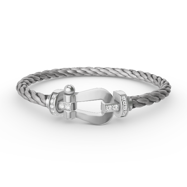 [Riva Jewelry]FORCE LARGE HORSESHOE HALF DIAMOND BRACELET - WHITE GOLD