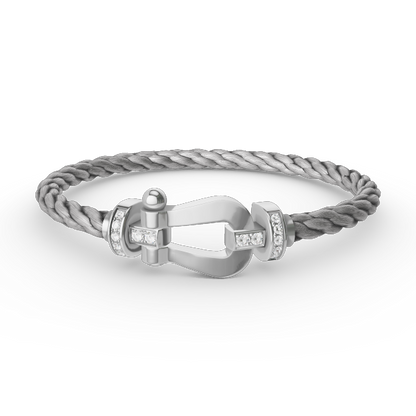 [Riva Jewelry]FORCE LARGE HORSESHOE HALF DIAMOND BRACELET - WHITE GOLD
