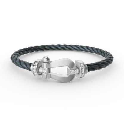 [Riva Jewelry]FORCE LARGE HORSESHOE HALF DIAMOND BRACELET - WHITE GOLD
