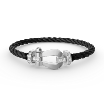 [Riva Jewelry]FORCE LARGE HORSESHOE HALF DIAMOND BRACELET - WHITE GOLD