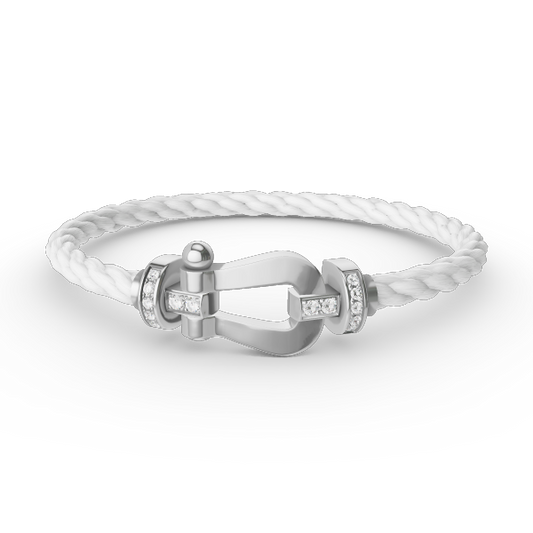 [Riva Jewelry]FORCE LARGE HORSESHOE HALF DIAMOND BRACELET - WHITE GOLD